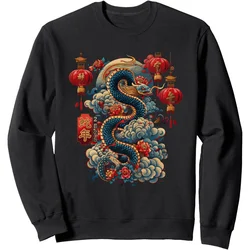3D Printed Year of the Snake Hoodie For Men Happy New Year 2025 Pattern Sweatshirt Spring Autumn Casual Long Sleeves O-Neck Tops