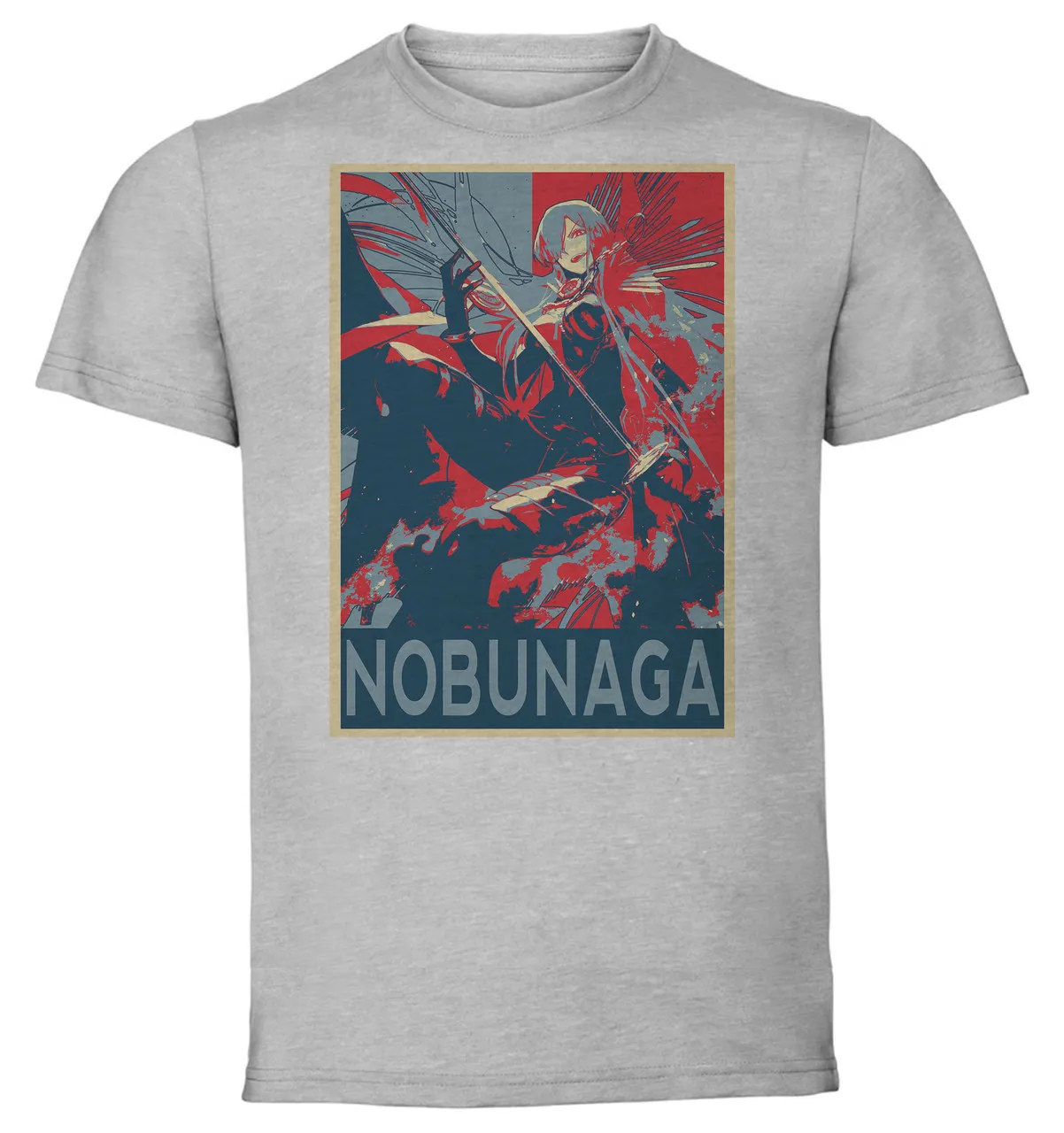 T-Shirt Unisex Grey Propaganda Fate Grand Order Oda Nobunaga Avenger variant