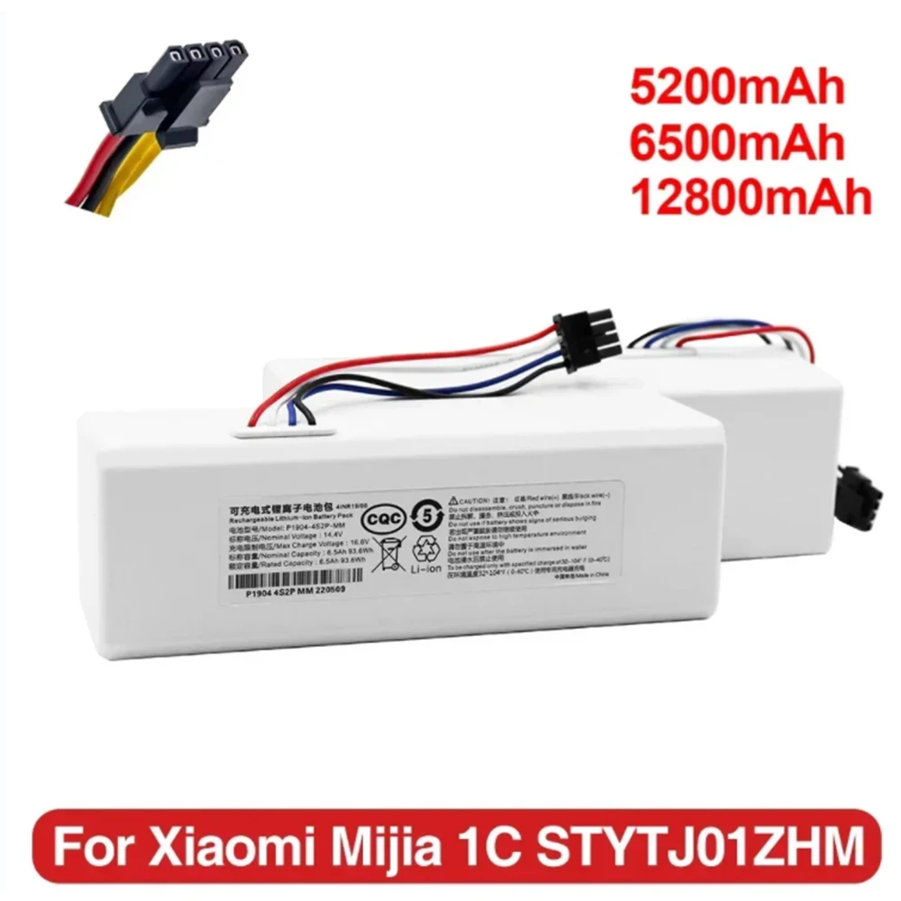 14.4V P1904-4S1P-MM Battery For Xiaomi Mijia 1C STYTJ01ZHM Robot Vacuum Mop Cleaner 12800mAh Replacement Battery Accessories