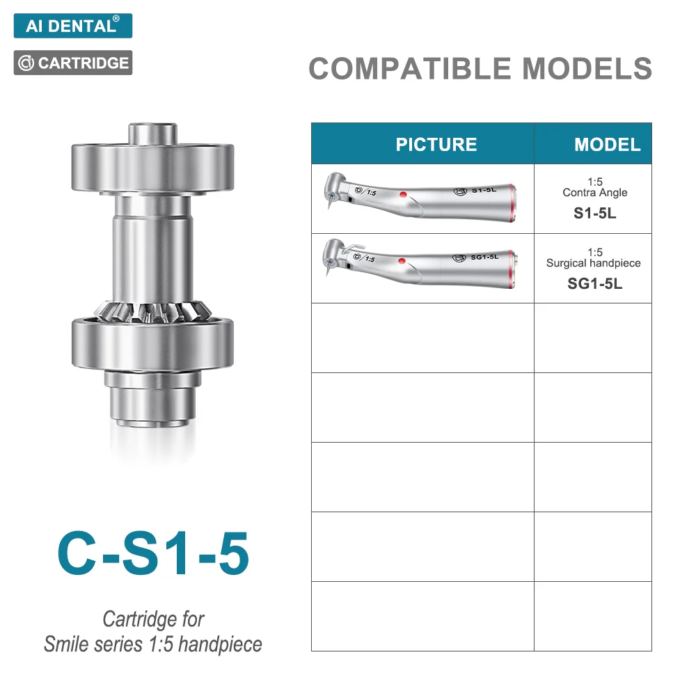 Smile Series Cartridge Replacement Spare Parts only for AI Dental New Design 1:5/1:1/4:1/20:1 Contra Angle Low Speed Handpiece