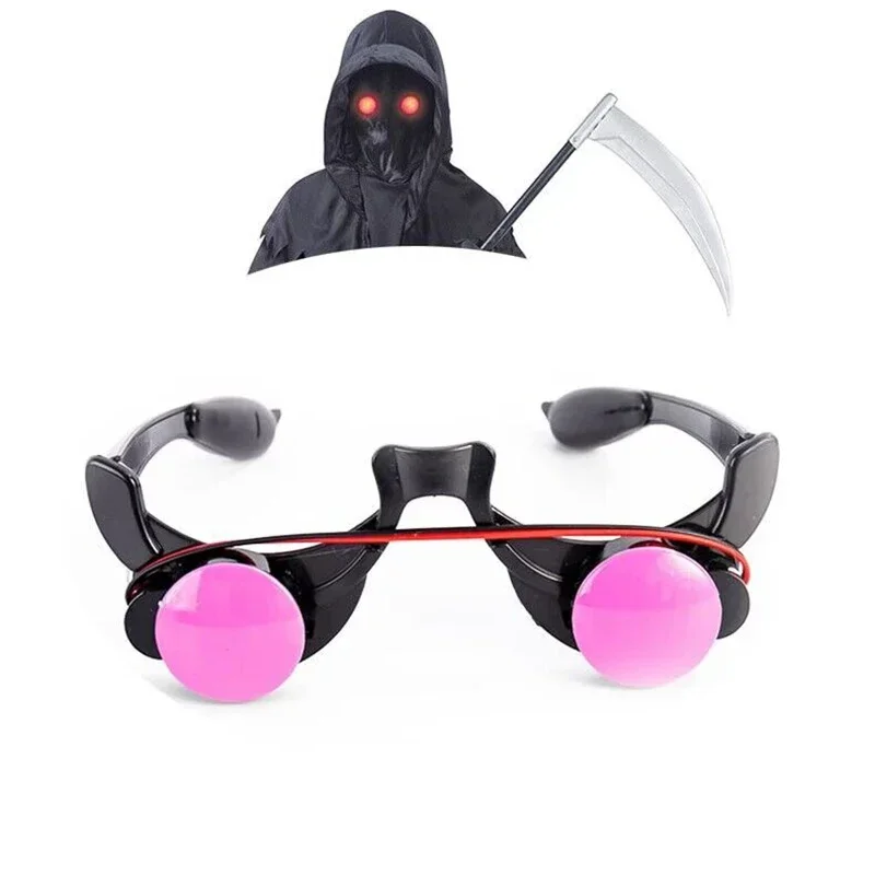 Lunettes LED lumineuses pour Halloween, accessoires de jeu animés, lunettes Shoes fantaisie drôles, yeux rouges, accessoires de cosplay masplay, accessoires de fête Tim ade