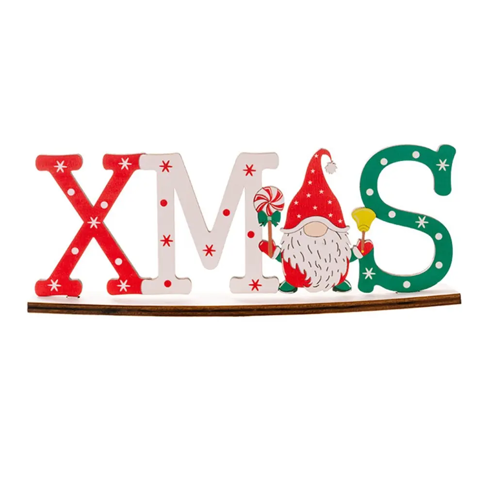 Wooden English Letter Decorations DIY Christmas Table Snowflake Home English Wooden Letters XMAS Ornaments