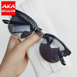 AKA OCULOS 2022 Semi-Rimless Retro Sunglasses Men Luxury Brand Glasses Women/Men Classic Glasses Men Lunette Soleil Femme Uv400