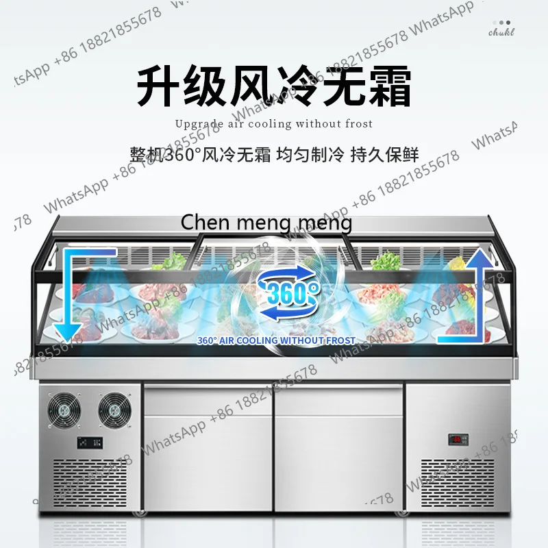 

Stainless steel air-cooled double temperature display cabinet commercial ice table ordering cabinet refrigerated and frozen