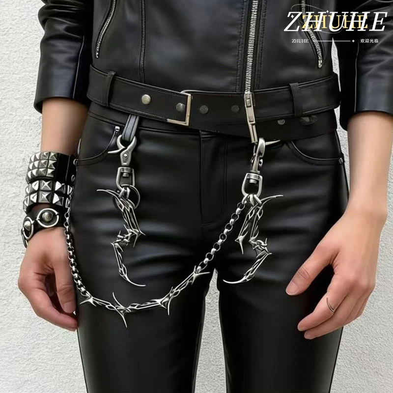 

Unique Spiky Jewelry Accessories Statement Pants Chain, Women Men Fashion Waist Chain for Alternative Street Style