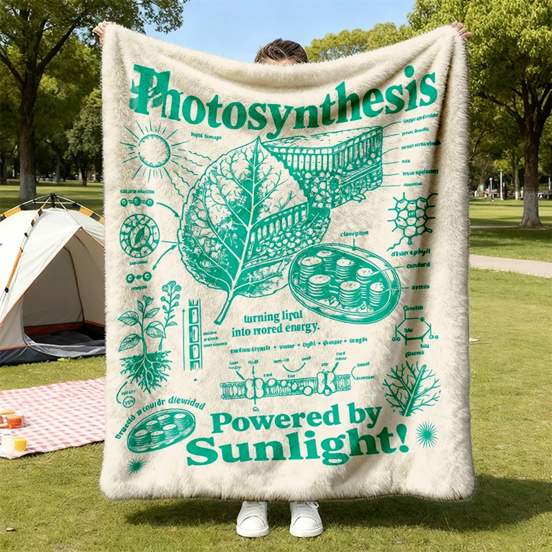 Vintage Photosynthesis Flannel Blanket, Botany Biology Flannel Throw, Plant Science Teacher Gift