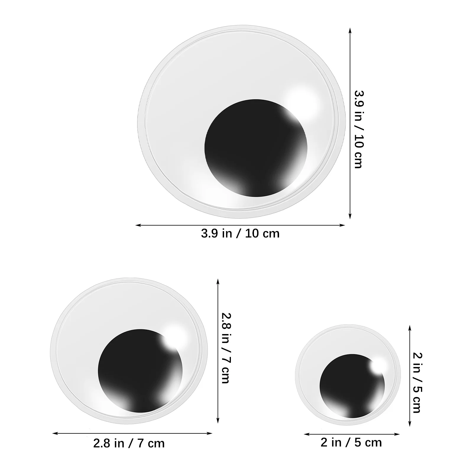 6 pezzi occhi in movimento piccoli bulbi oculari googly adesivo autoadesivo grande artigianale in PVC finto