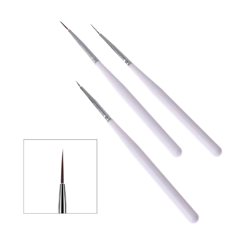 3 PCS Acrylic French Nail Art Liner Brushes Drawing Dotting Nail Brush Manicure Pen Styling ToolsProfessional Fine Nail Art Line