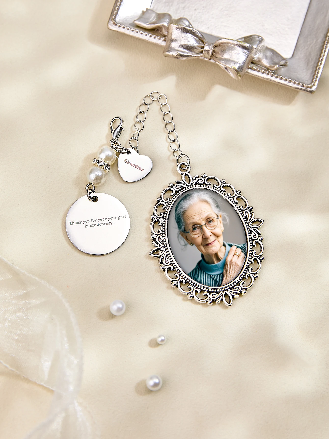 Custom Photo Bouquet Charm Personalized Picture Pendant Wedding Bridal Memorial Charm Gift for Couple Anniversary Birthday image 5