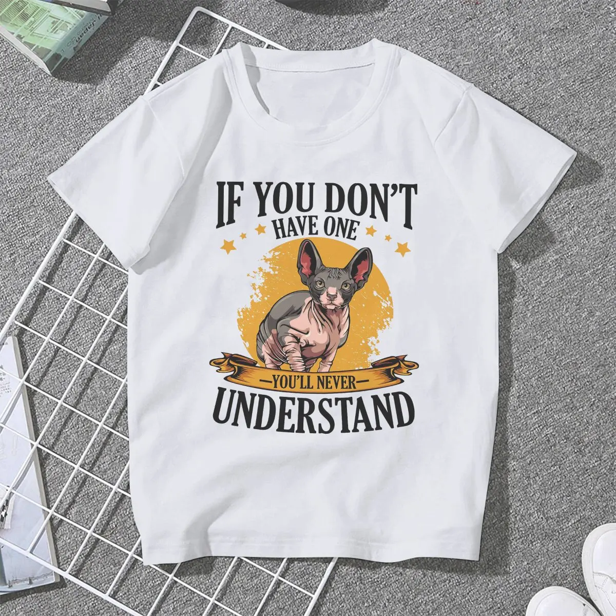 Not Understand Women Clothing Canadian Sphynx Cat Graphic Female Tshirts Vintage Graphic Loose Tops Tee Kawaii Girls Streetwear