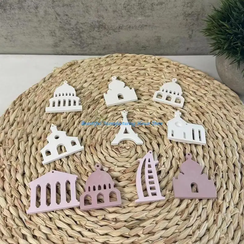 E56A Castles Charm Silicone Mold for Earrings Stylish Earring Pendant Epoxy Mould Jewelry Making Supplies for Women Girls