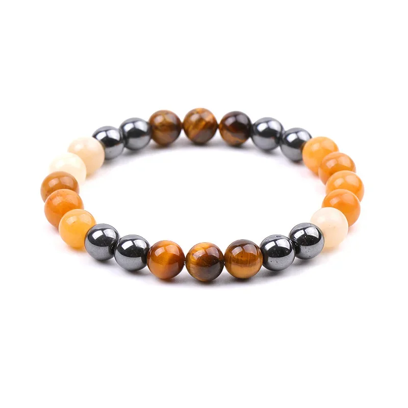 10pcs Couple Hand String Topaz Tiger Eye Stone Beads Bracelet Women Men Hematite Energy Buddha Yoga Bracelets new Jewelry