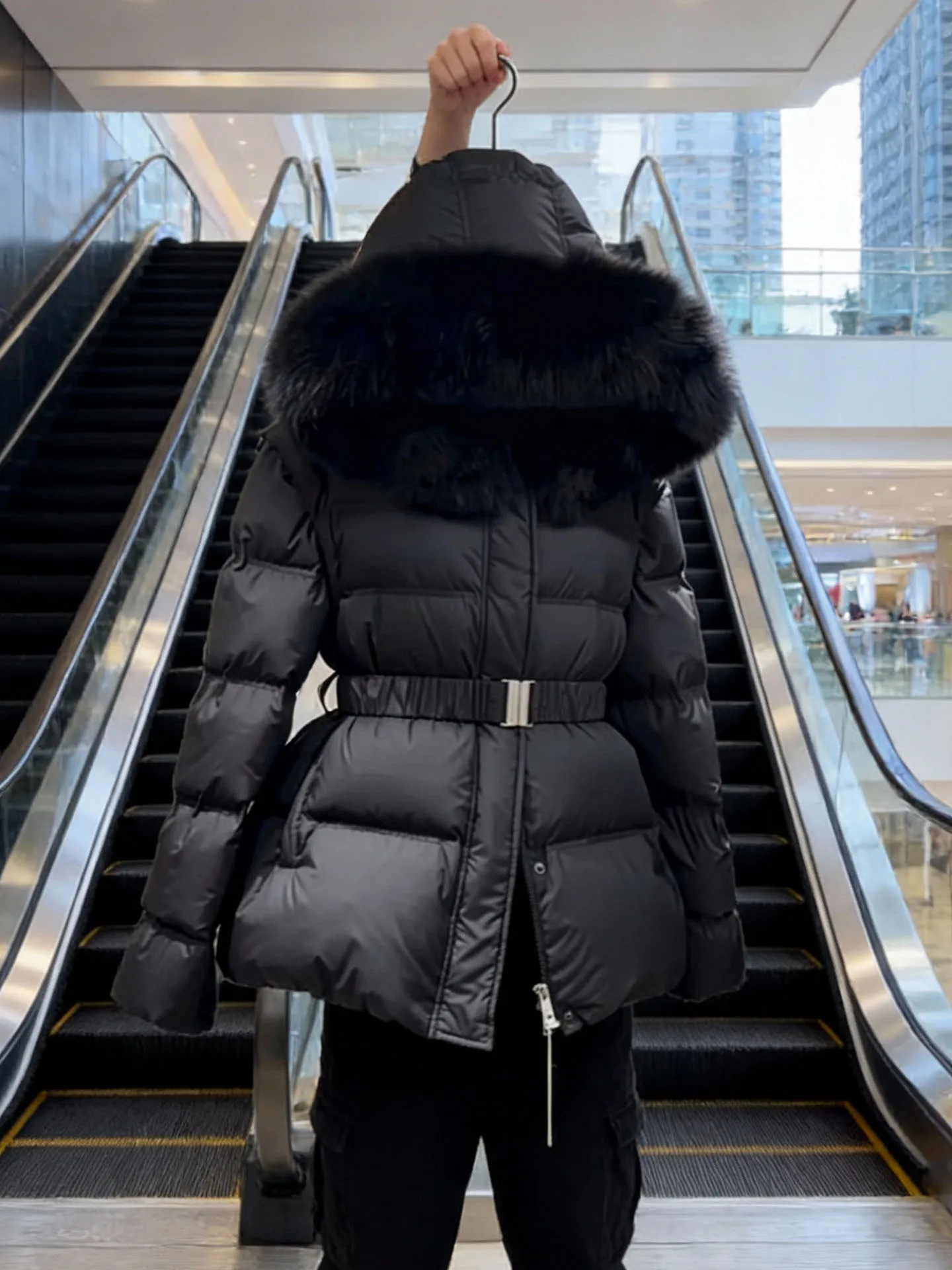 Sli Bla Puffer Jaet Casaco feminino de pele sintética de comprimento médio inverno quente Thi Casacos casuais Sle ajuste regular poliéster F...