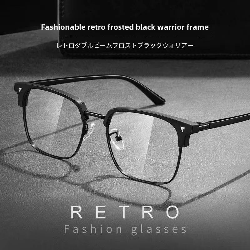 

Men Women's Half Frame Myopia Glasses Retro Fashion Near Sight Clear Eyeglasses Unisex Transparent Blue Light Blocking Eyewear