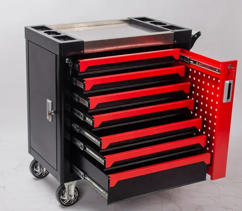 For 7 Drawers 420pcs Rolling Tool Box Cabinet Chest Storage With Wheels And Stainless Steel For Tool Storage