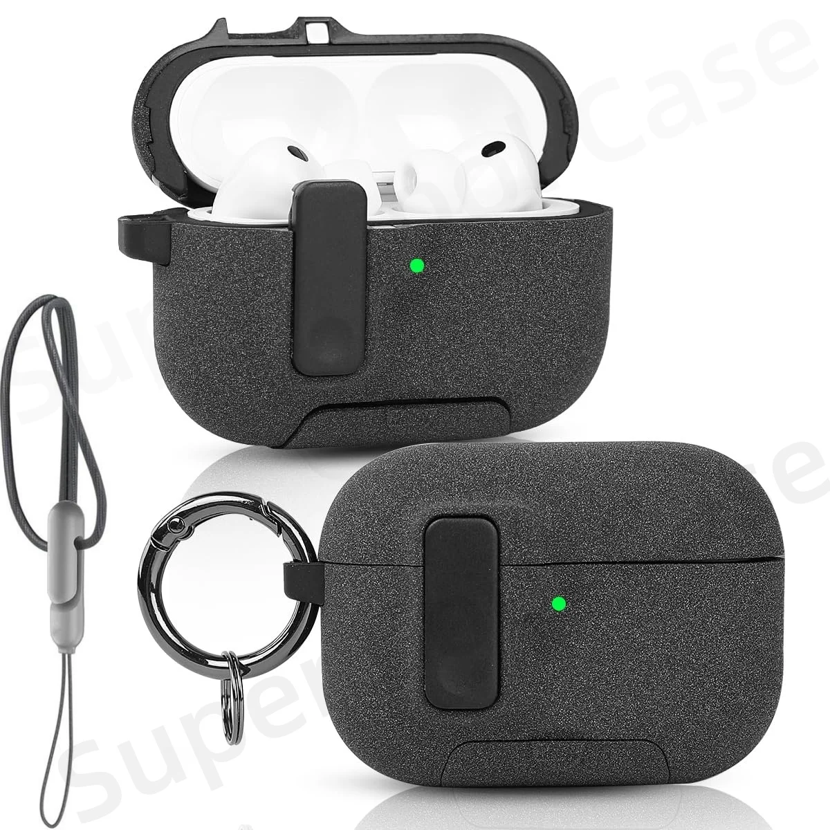 2025 für AirPods Pro 3 Hülle mit Secure Lock & Lanyard für AirPods Pro3 Hülle Schutzhülle mit Telefonständer für AirPods Pro 3 – Detail 7