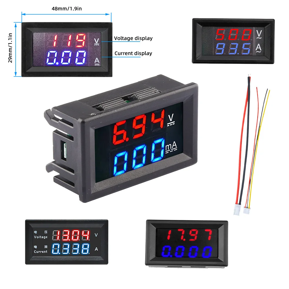 

DC 0-100V 10A LED Digital Voltmeter Ammeter Car Motocycle Voltage Current Meter Volt Detector Tester Monitor Panel Volt Detector