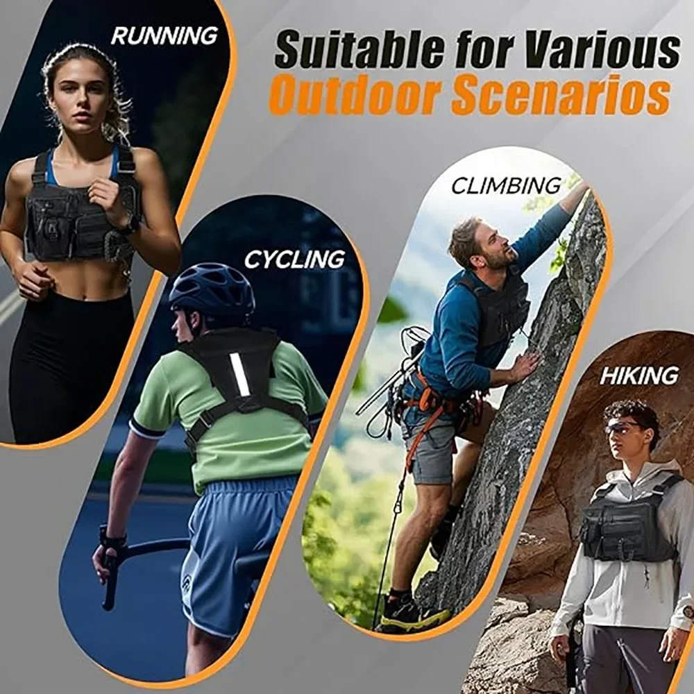 Outdoor Chest Bag Camping Front Chest Vest Backpack Running Bag Hunting Vest Outdoor Rig Sports Travel Training Fanny Pack