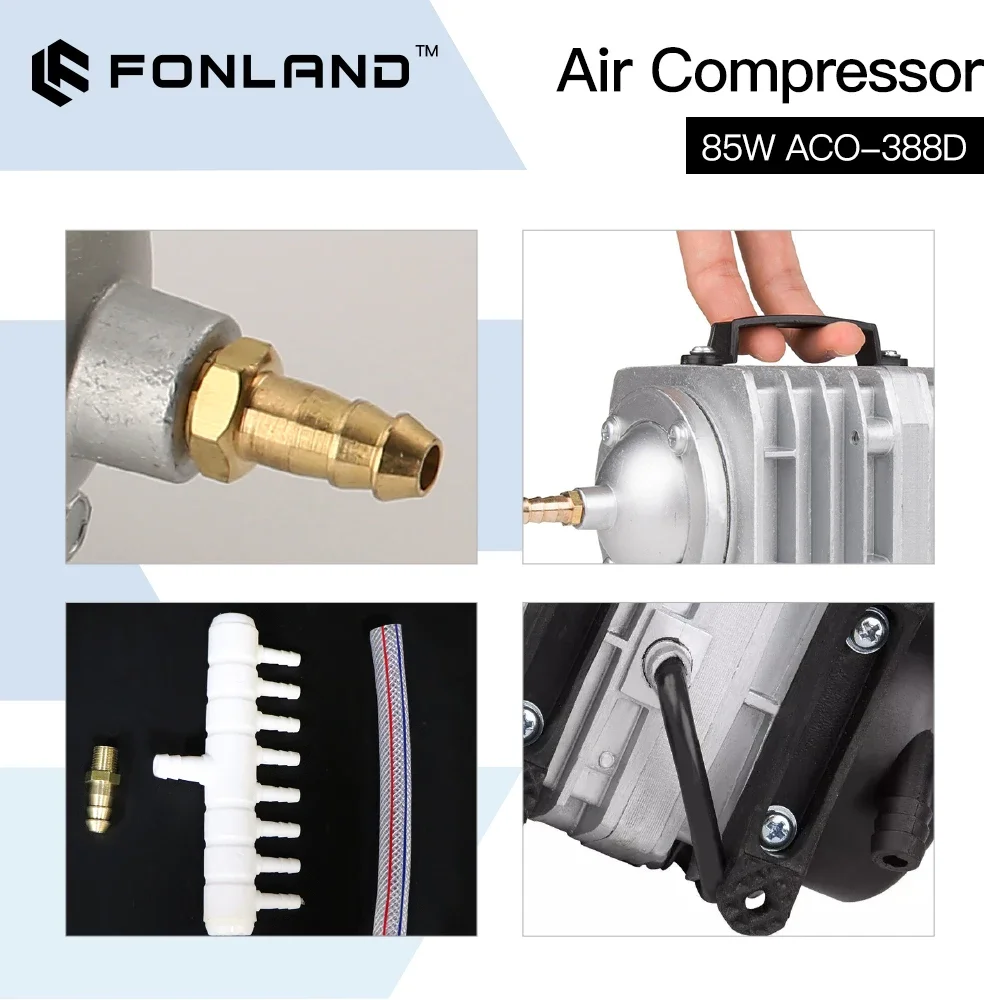 FONLAND kompresor udara ACO-388D 85W, pompa udara magnetik elektrik untuk mesin pemotong pengukir Laser CO2