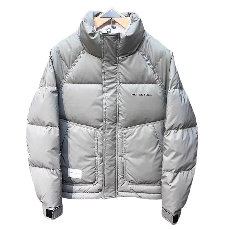 Mens New Winter Down Coats Mens Casual Loose Solid White Duck Down Jackets Outdoor Street Ski Thicken Warm Parka Outerwear 4XL