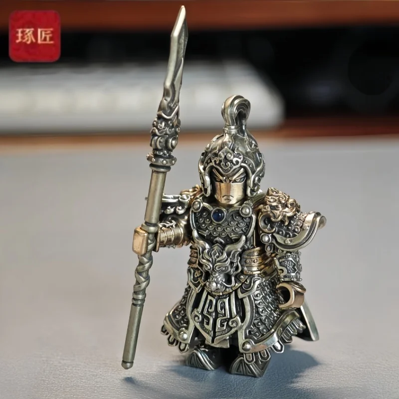 

In stock Three Kingdoms Period Zhaoyun ZhaoZilong Ornaments Metal Figure Chinese Style Big Player Series Person Copper Handpiece