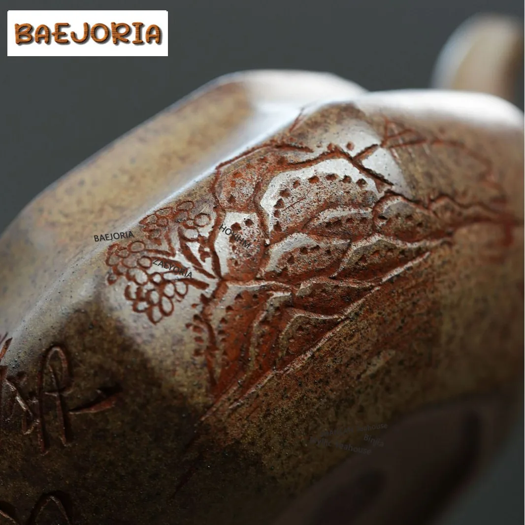 BAEJORIA 210ml Luxury Yixing Purple Clay Teapots Handmade Landscape Pot Raw Ore Agilawood Mud Kettle With Strainer Zisha Tea Set