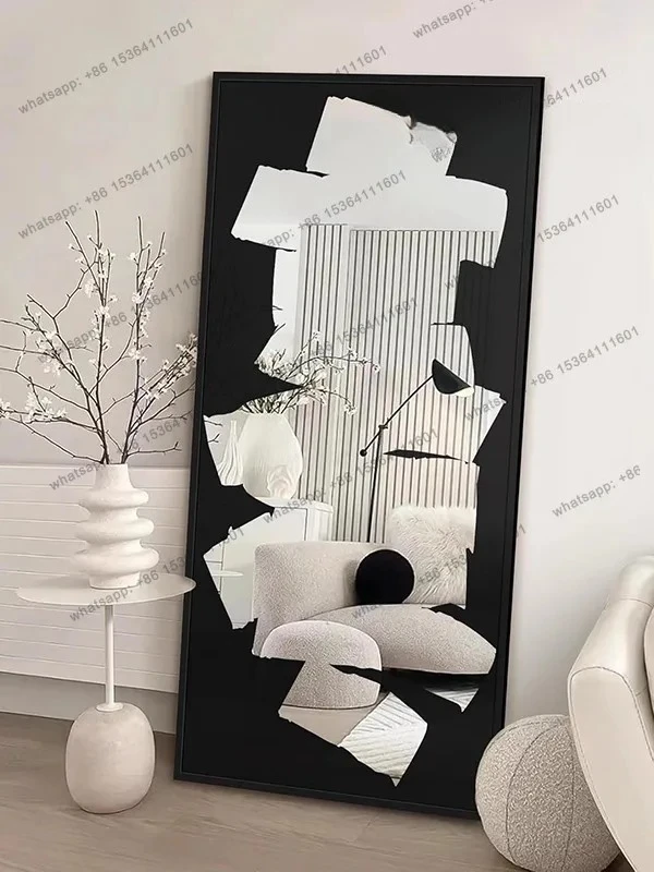 Simple modern artistic full body mirror light luxury floor designer decorative fitting mirror high-end