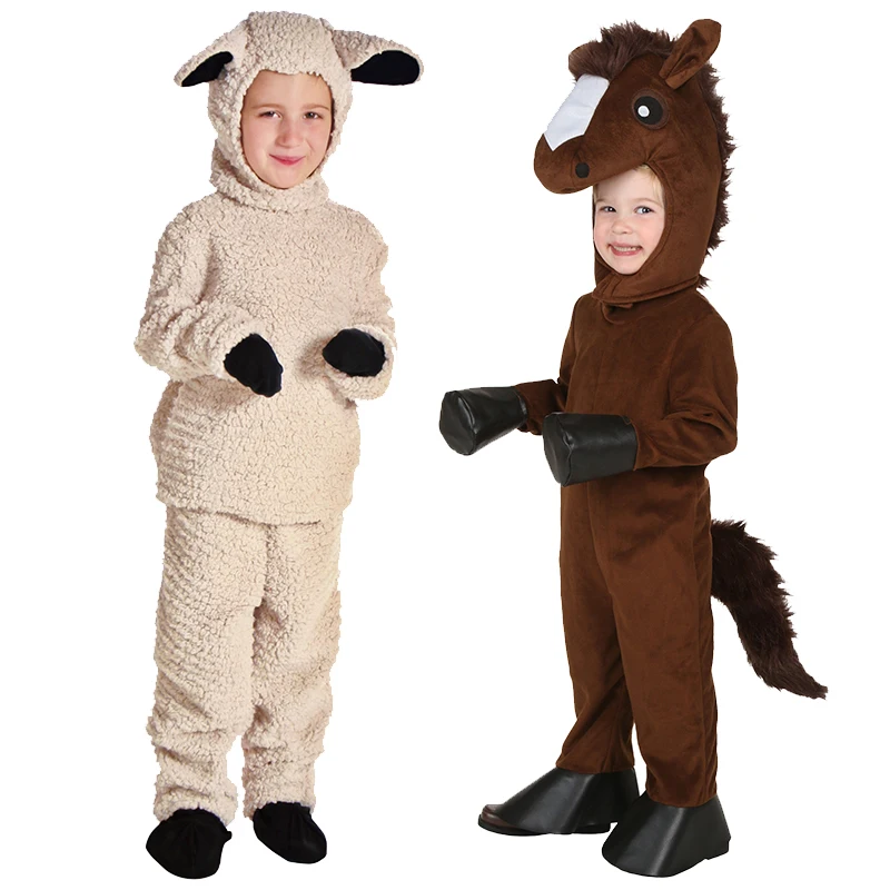 

Boy Horse Jumpsuit Dress Up Girl White Woolly Plush Lamb Sheep Halloween Costume Boys Lamb Animal Outfit