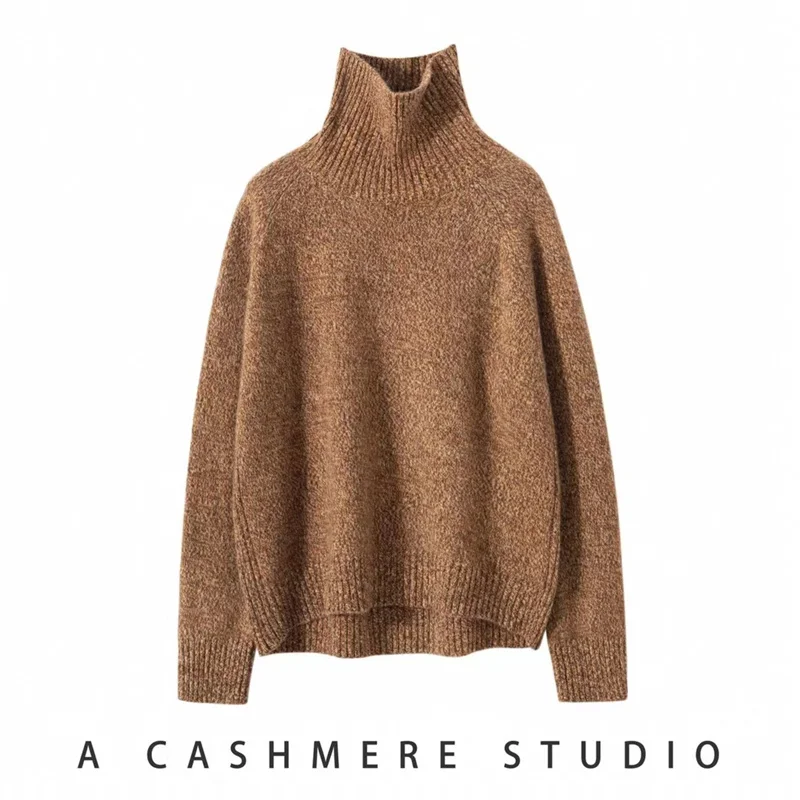 Hot Sale 2023 Autumn Winter 100% Cashmere Sweater Women\'s Turtleneck Soft Warm Pullover Female Loose Large Size Knitted Jumper