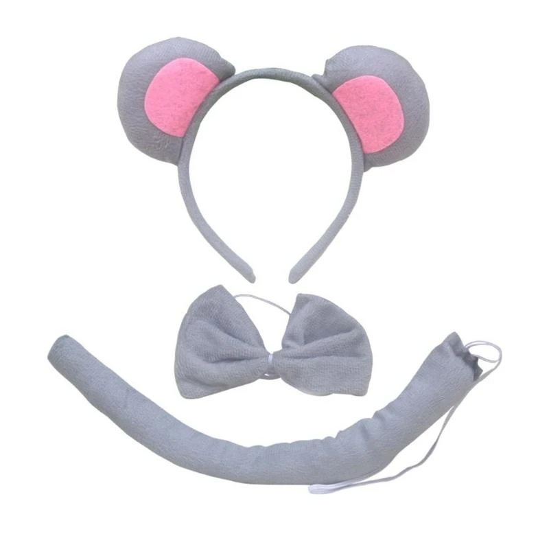 Y5GC Halloween Mouse Costume Set Mouse Ears Headband Bows Tail Tutu Skirt Gloves image 3