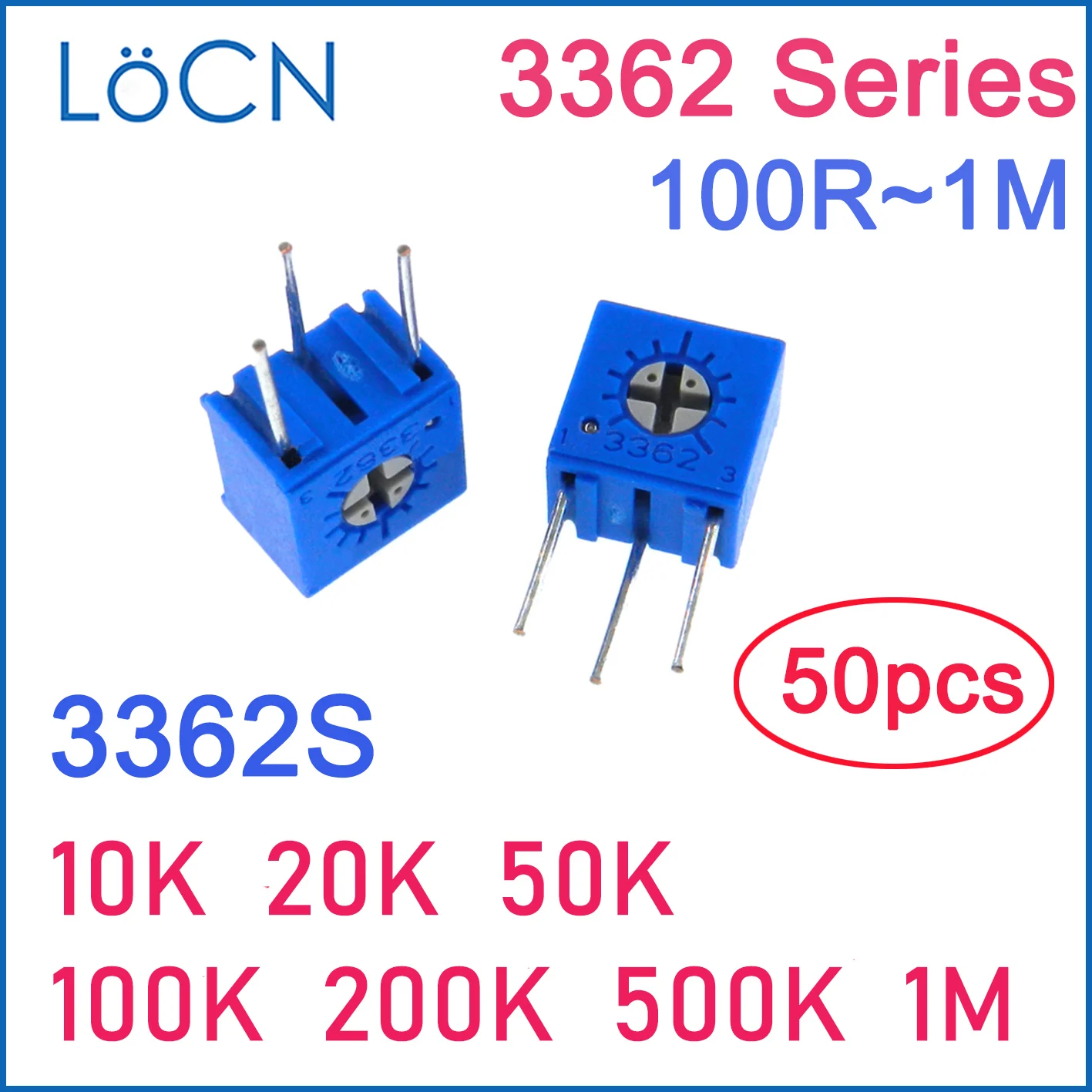 LoCN 50 шт. 3362S 10K 20K 50K 100K 200K 500K 1M триммерный потенциометр 3362 3362S-1-204 3362S-1-504 точный переменный