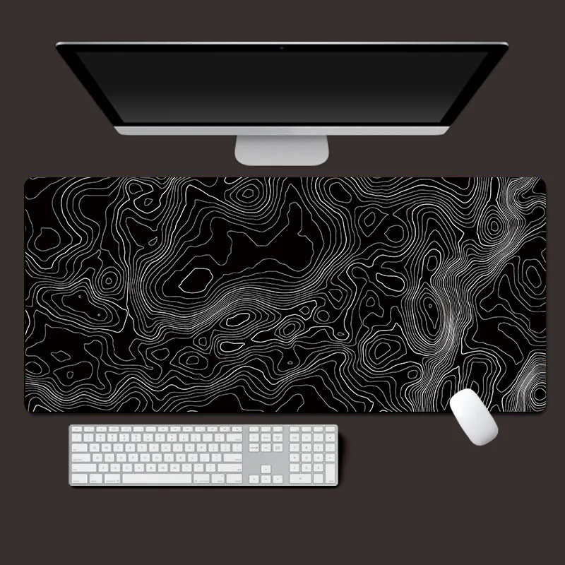Oversized black and white contour line desktop mat professional gaming mouse pad minimalist keyboard pad