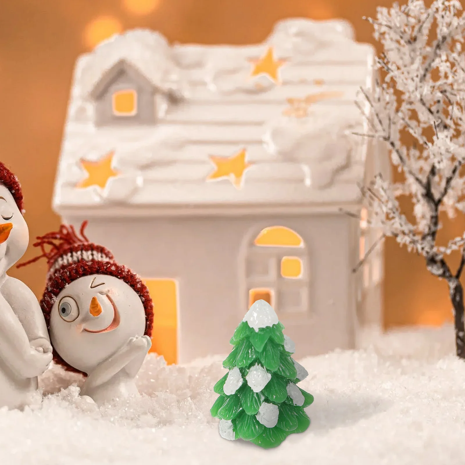 

12Pcs Micro Landscape Ornaments Resin Pine Tree Decor for Christmas Party Merry Christmas Board Art Creative Xmas Tree Adorn