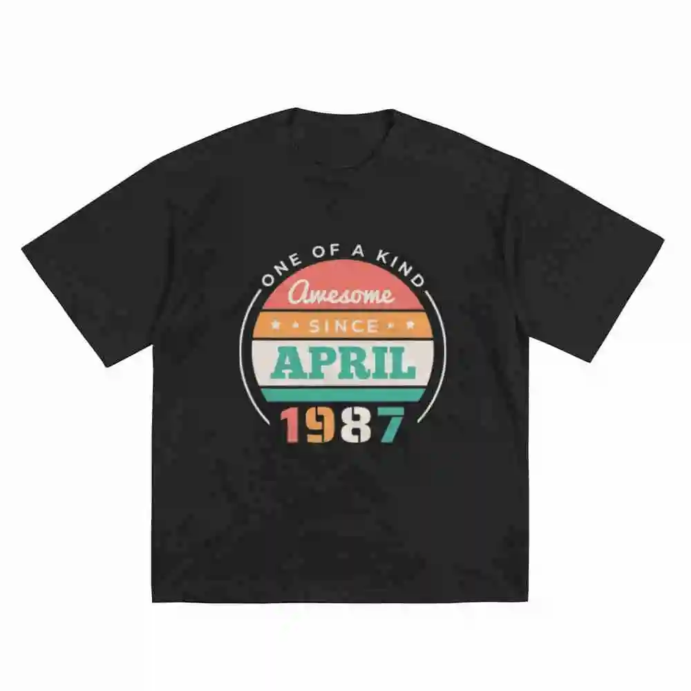 Retro Awesome Since April 1987 Vintage 1987 Birthday Short Sleeve Tee 100% Cotton T-Shirt