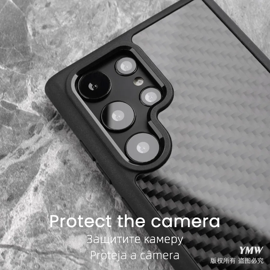 YMW Premium Real Carbon Fiber Case For Samsung Galaxy S22 Ultra 22 Plus + 5G Cases luxury Fashion Business Phone Cover