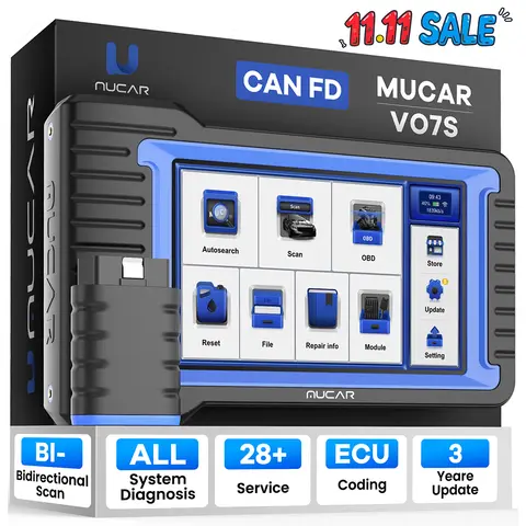 MUCAR VO7 VO7S Professional Auto OBD2 Scanner Full System 28 Reset ECU Coding Bi-directional ECM TCM SRS Scan Car Diagnose Tools