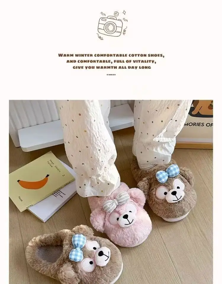 Damen-Winterhausschuhe im Bären-Design – mit Plüsch-Fleece gefütterte Hausschuhe, rutschfeste Outdoor-Slipper mit dicker Sohle und niedlichen Pfotenabdrücken – Detail 13