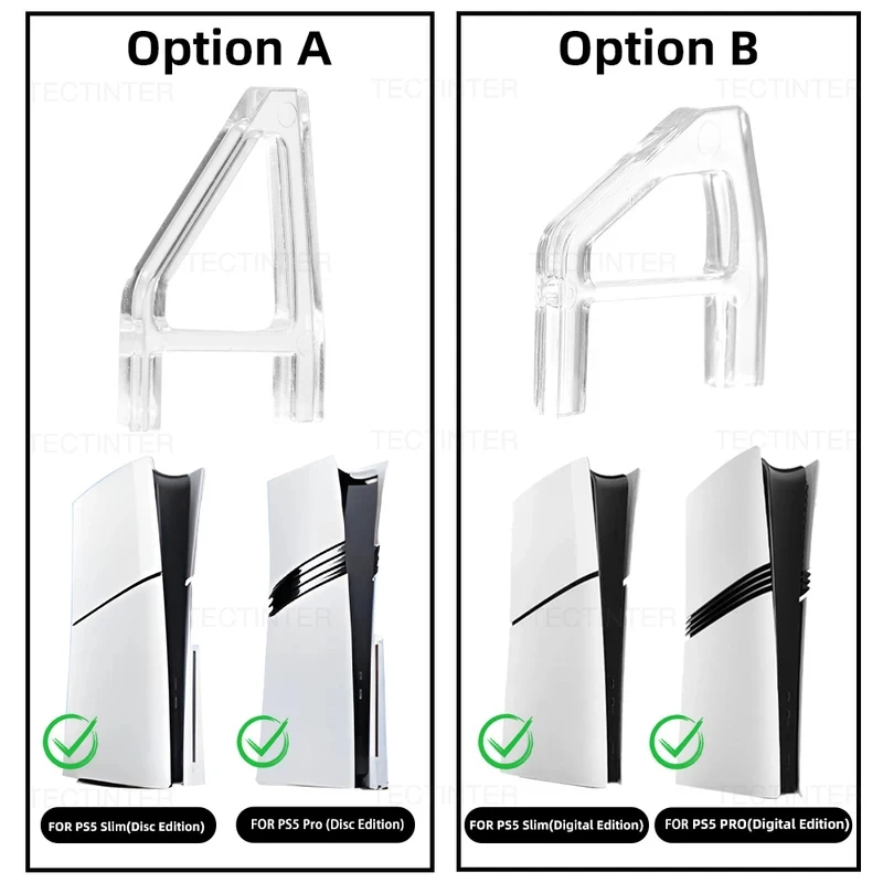 2Pcs Transparent Acrylic Horizontal Stand for PS5 Slim & PS5 Pro, Upgraded Triangle Base Holder, Non-Slip Vertical Support for C