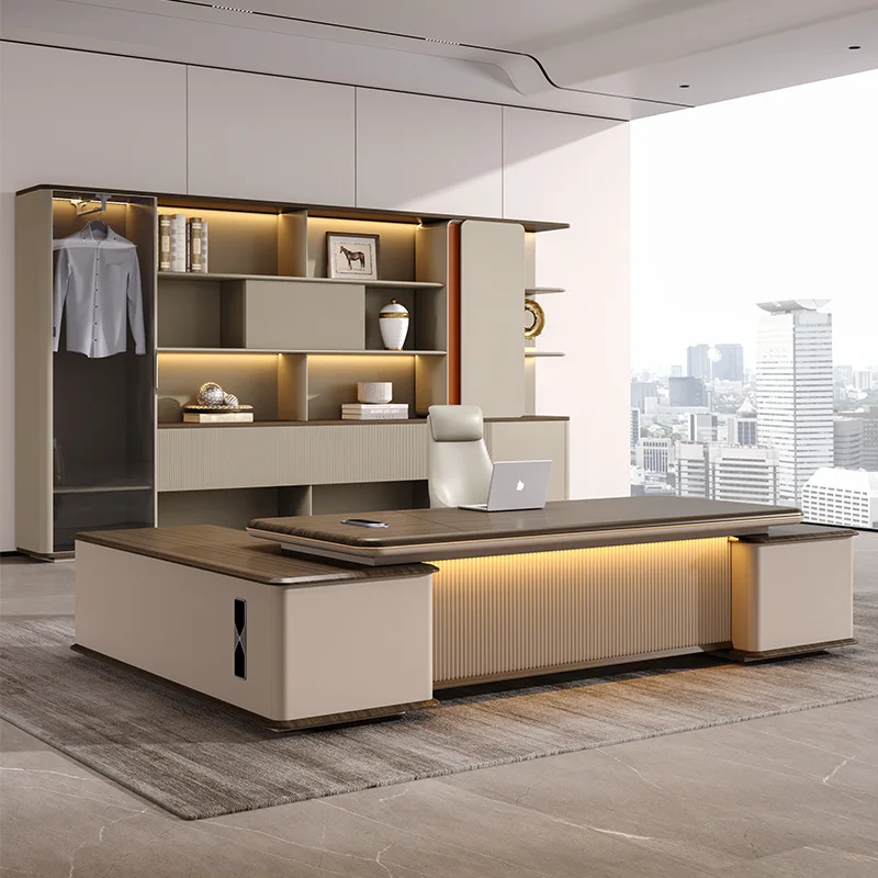 

Desk Boss Table And Chair Combination Simple Modern Light Luxury Senior Sense Leadership Office Chairperson President Platform