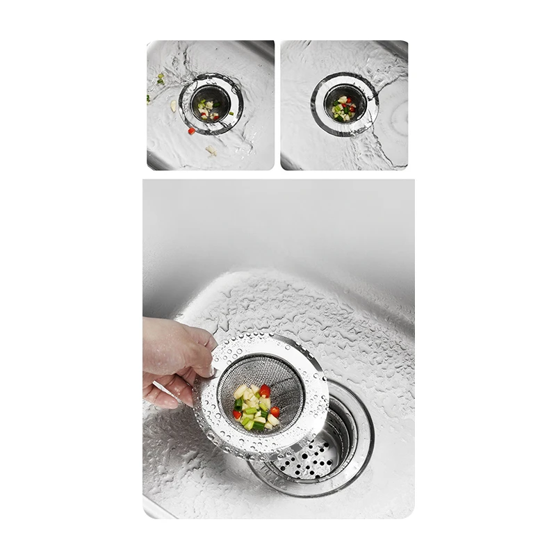 Stainless Steel Sink Strainer Kitchen Anti-clogging Mesh Drain Bathroom Floor Filter Stopper Food Catcher Cover Reusable Screen