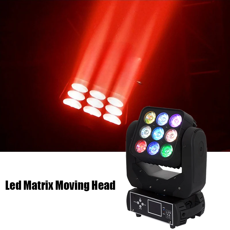 Disco Led Matrix Moving Head 9Pcs 10W RGBW 4 IN1 Led Beam Wash Moving Head Light Fog Machine Stage DJ Party KTV Wedding