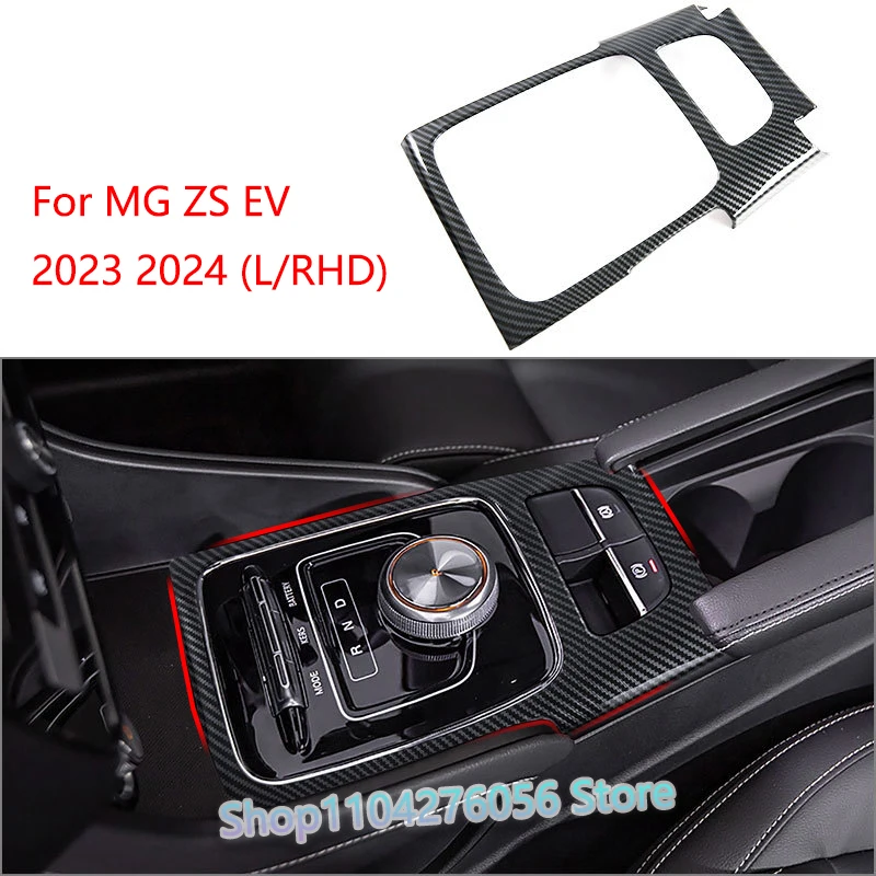 

L/RHD For MG ZS EV 2023 2024 Car Central Control Gear Shift Panel Cover Trim ABS Carbon Fiber Accessories