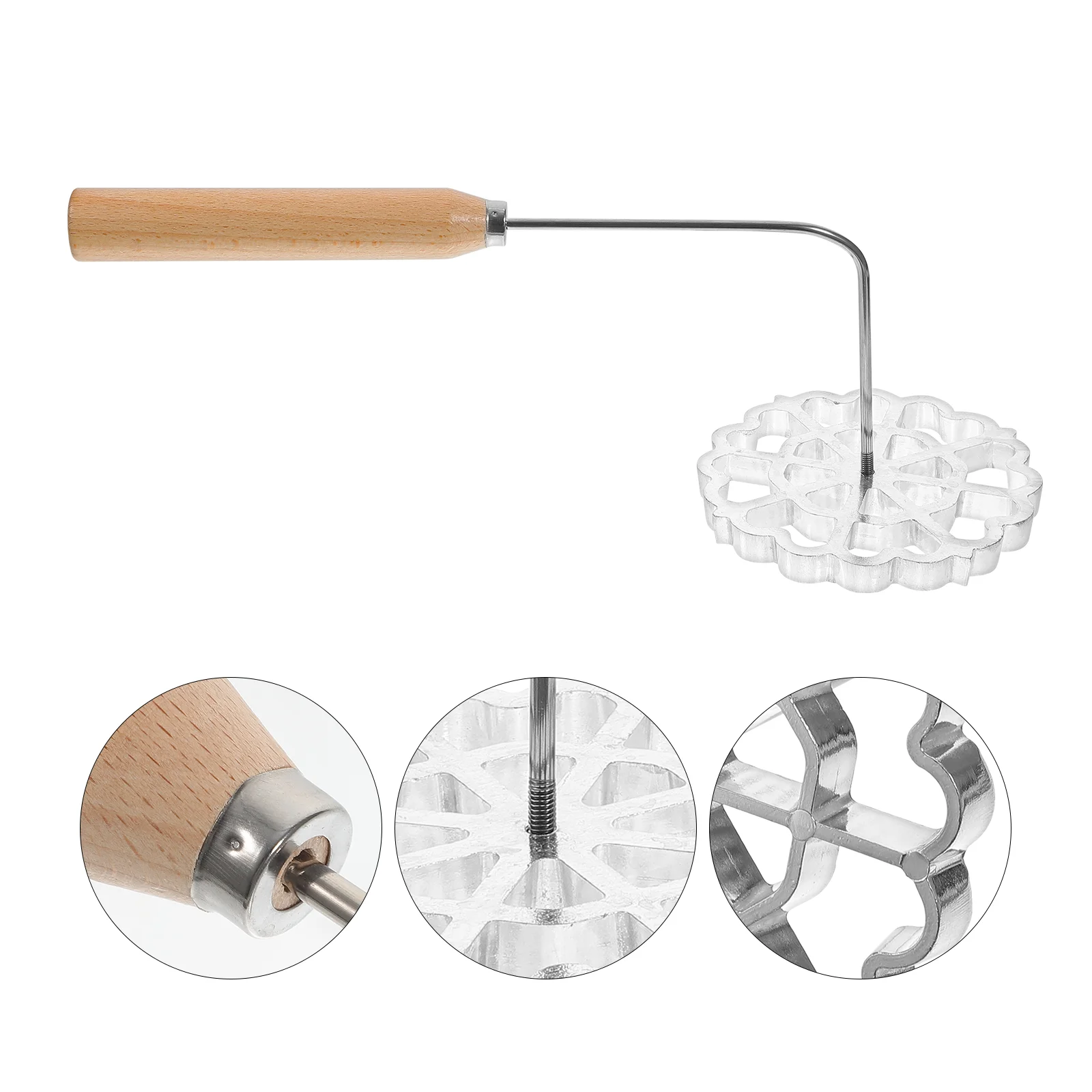 

Oil Pier Mold Spoons Non-stick for Frying Wooden Handle Baby Funnel Cake Maker Home Aluminum Alloy Mini Waffle Work