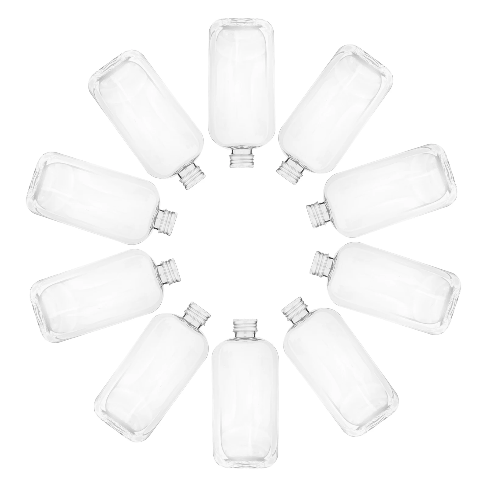 

10Pcs Screw Cap Bottle Transparent Plastic Container for Drinks Juice Water Portable Empty Bottles Reusable Storage Jars