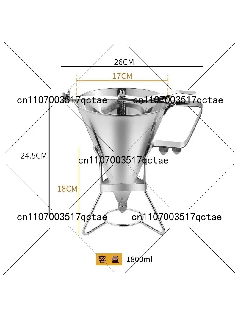 Stainless Steel Conical Funnel with Stand for Pancake Batter Kitchen Baking Dispenser Tool