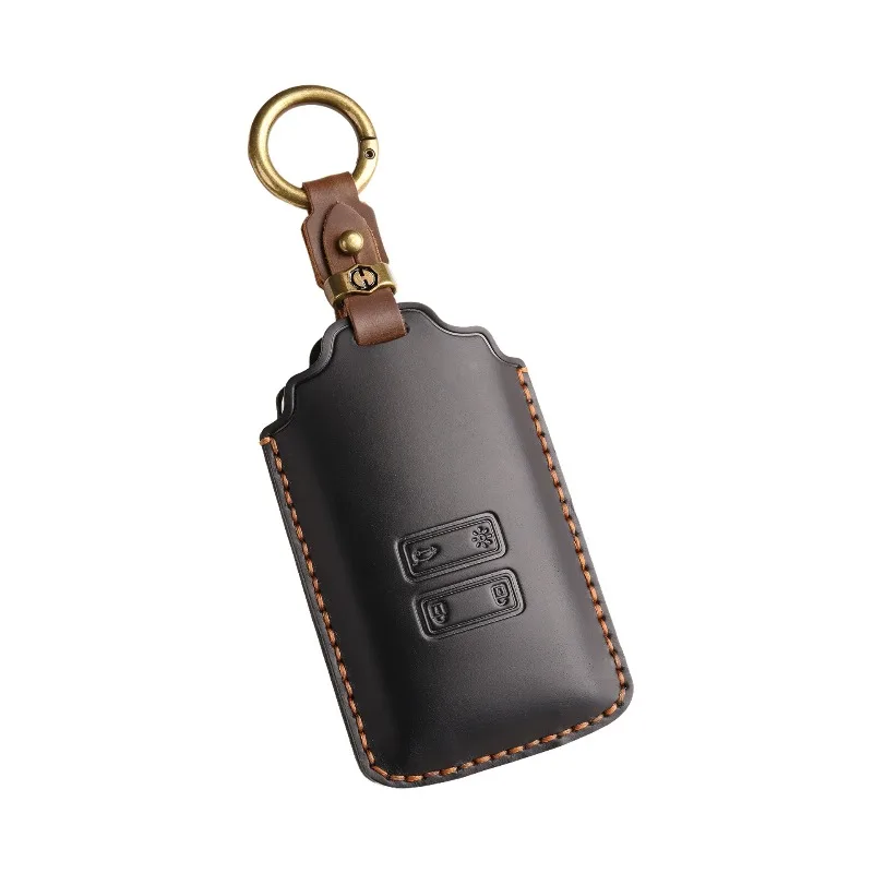 

Genuine Leather Vintage Car Key Case Cover Shell Protector Fob Holder for Dongfeng Renault Kadjar Koleos Accessories Keychain