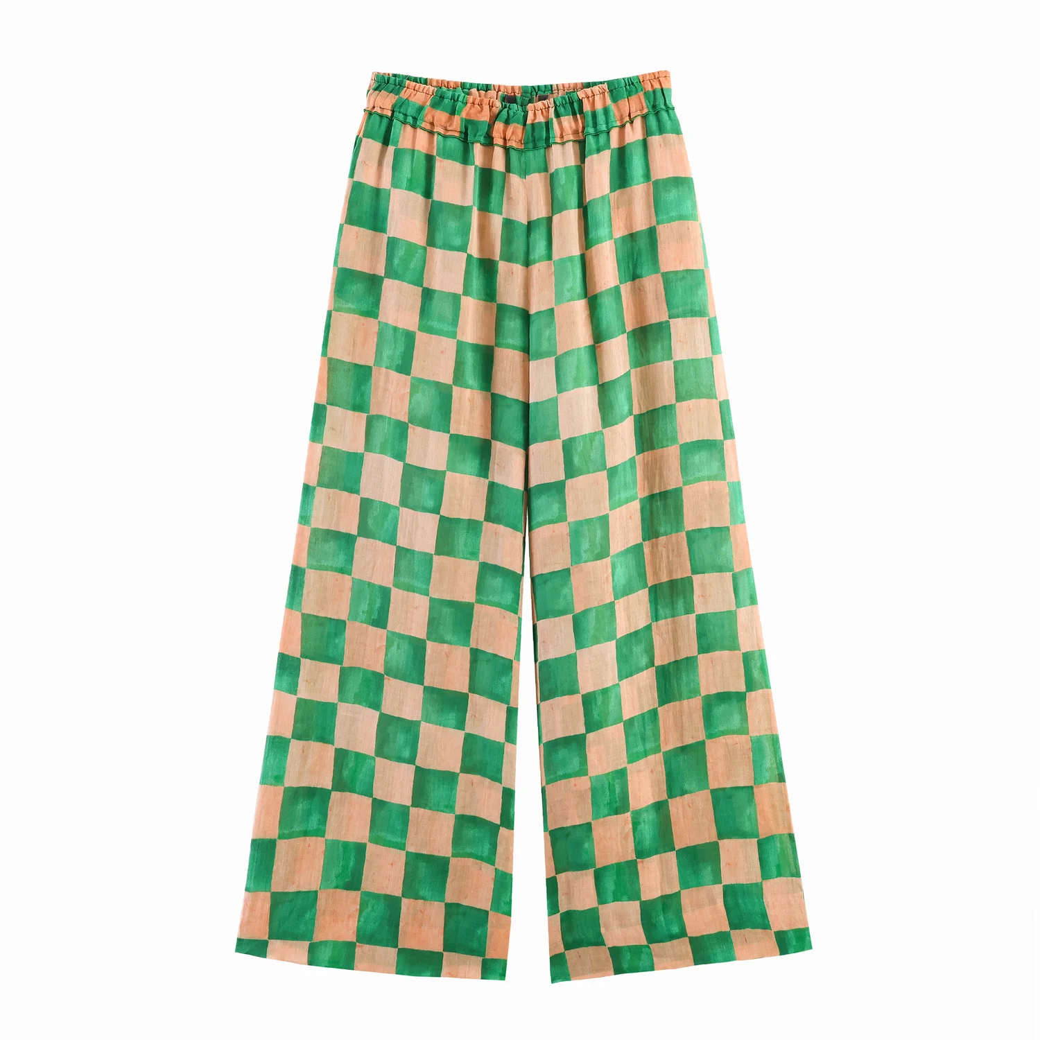 Damen Mode Karierte Gestreifte Hosen Sommer Urlaub Elegante Hochgeschnittene Lockere Freizeithosen Damen Kordelzug Taille Hosen – Detail 6