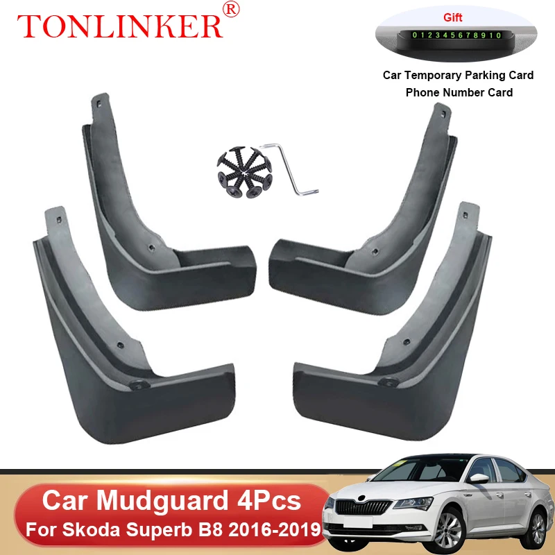 

TONLINKER Car Mudguard For Skoda Superb B8 MK3 3V3 2016 2017 2018 2019 Mudguards Splash Guards Fender Mudflaps 4Pcs Accessories