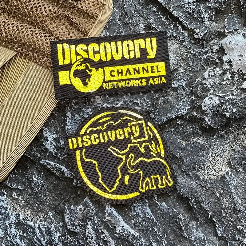 IR Engrave Animal Discovery Channel  Reflective Tactical Patches for Clothes Hook & Loop Patch Backpack Morale Badge Applique