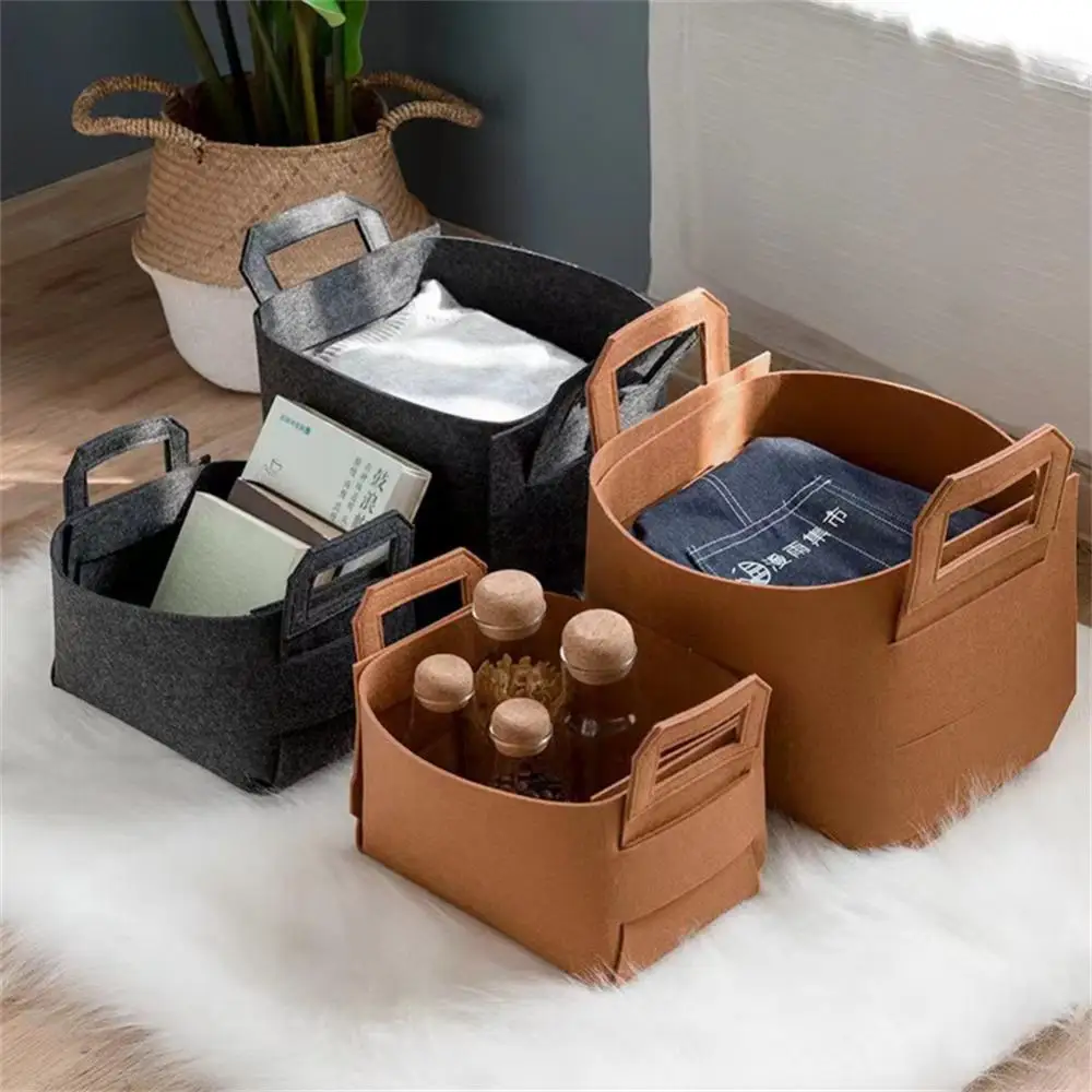 Foldable Book Box Toys Organizer Laundry Basket With Handle For Dirty Household Boxes Laundry Felt Storage Basket Container